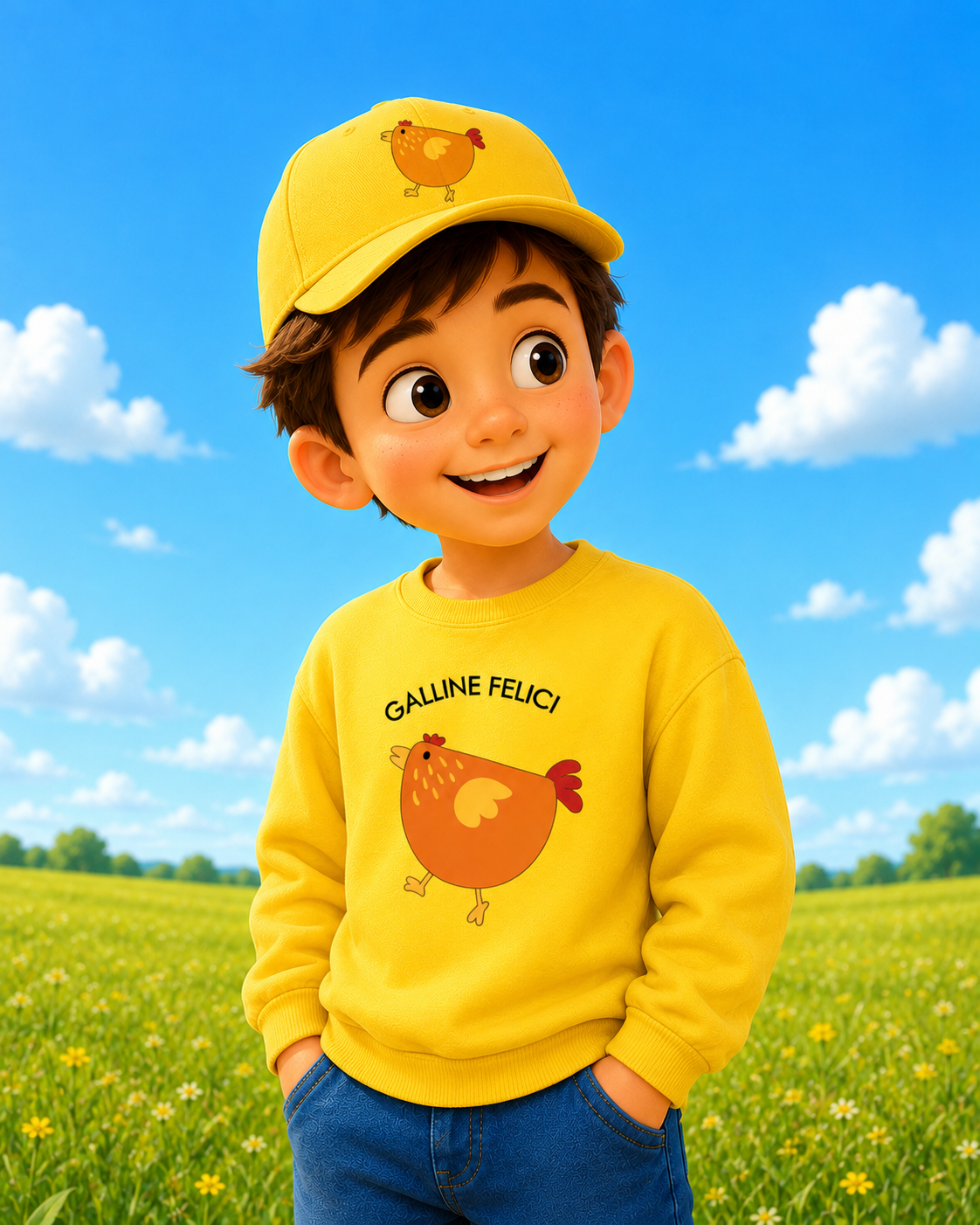 Cappellino bimbi Galline Felici
