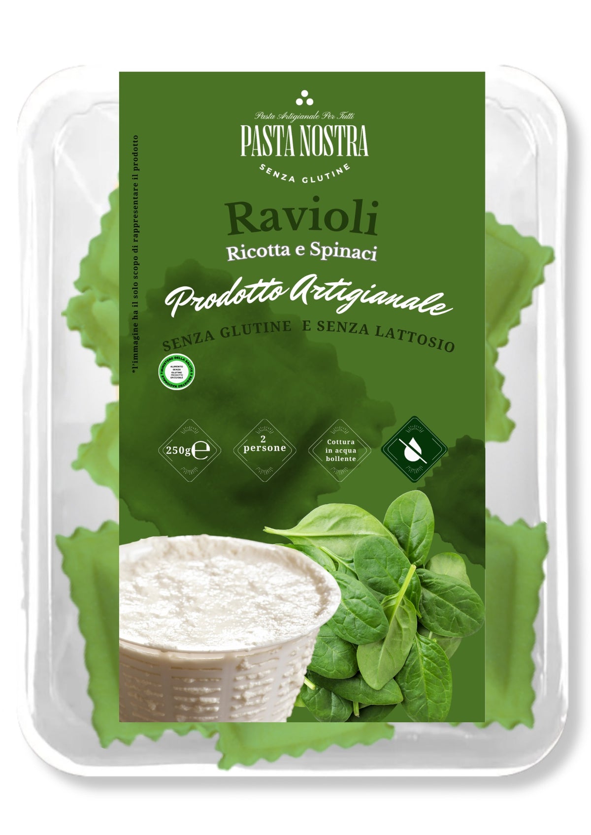 Ravioli ricotta e spinaci senza glutine e senza lattosio