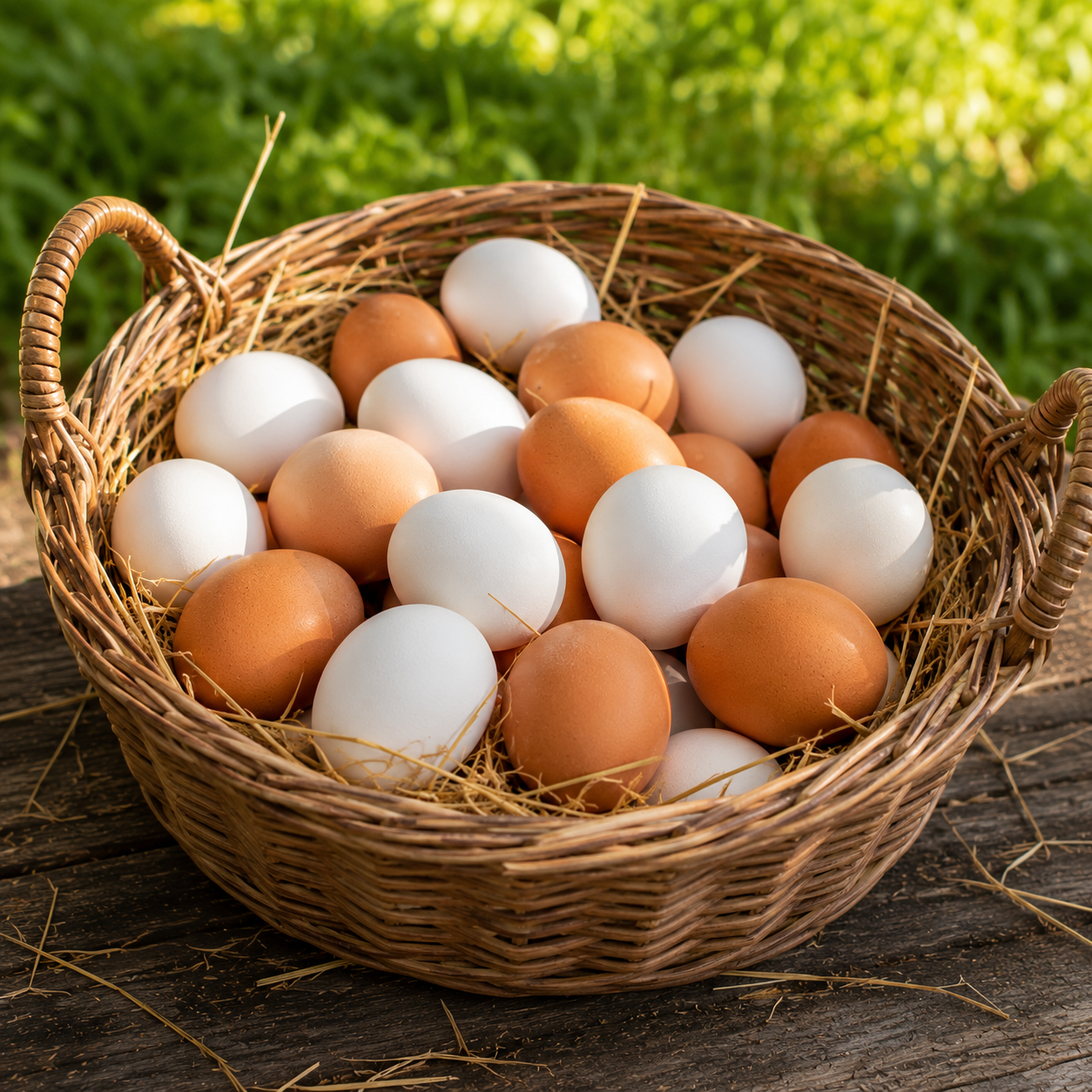 Uova fresche da galline allevate all'aperto bianche e rosse